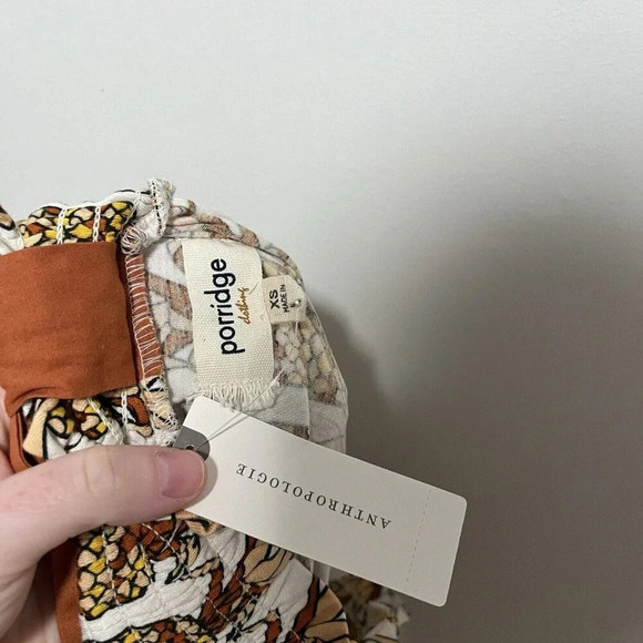 Anthropologie Porridge NWT Pineapple Off‎ Shoulder Bow Back Top Size XS - Picture 7 of 9